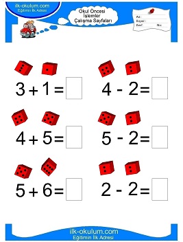 Çocuklar İçin toplam işlemi yaprak testleri 